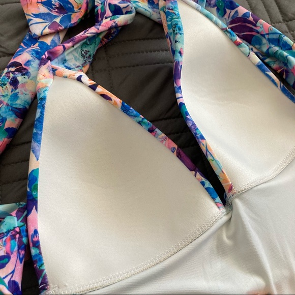 Lisa Blue One Piece Swimsuit Tropical Print - Picture 6 of 8